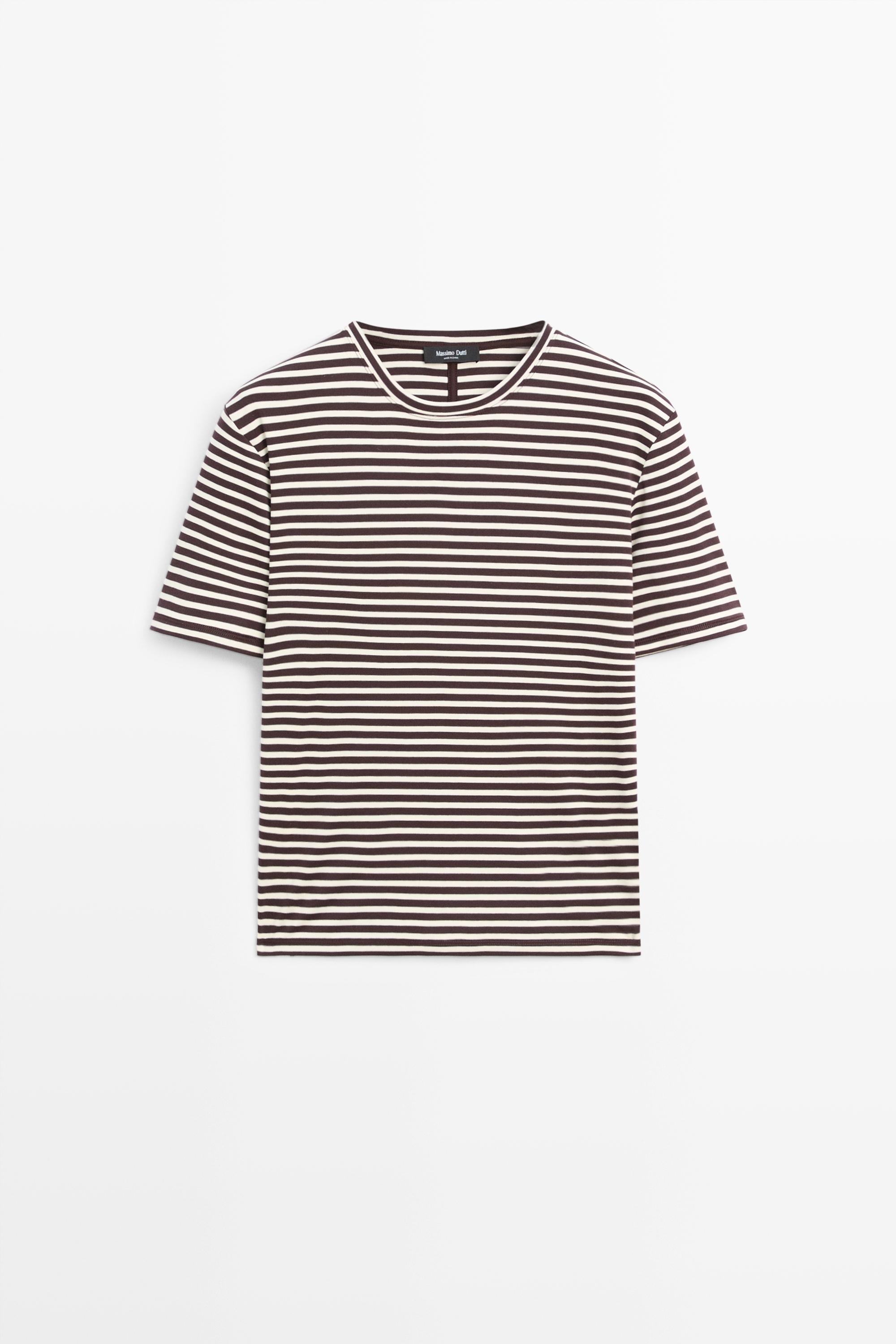 100% cotton striped short sleeve T-shirt
